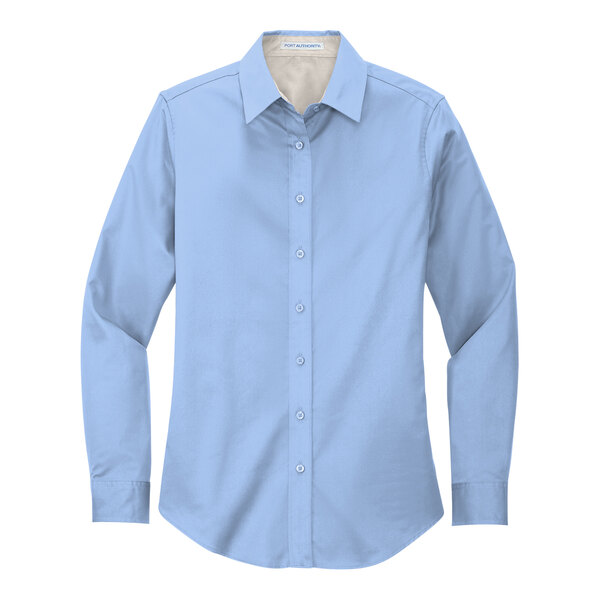 A light blue Port Authority long sleeved shirt.
