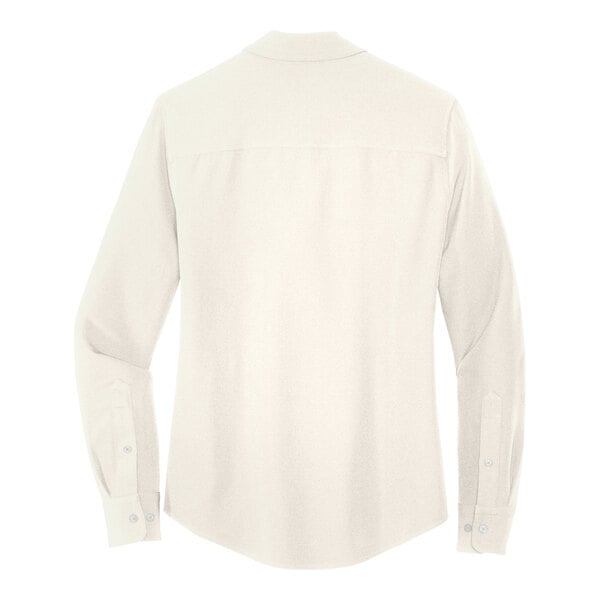 A Mercer+Mettle ivory long sleeve chiffon camp blouse.