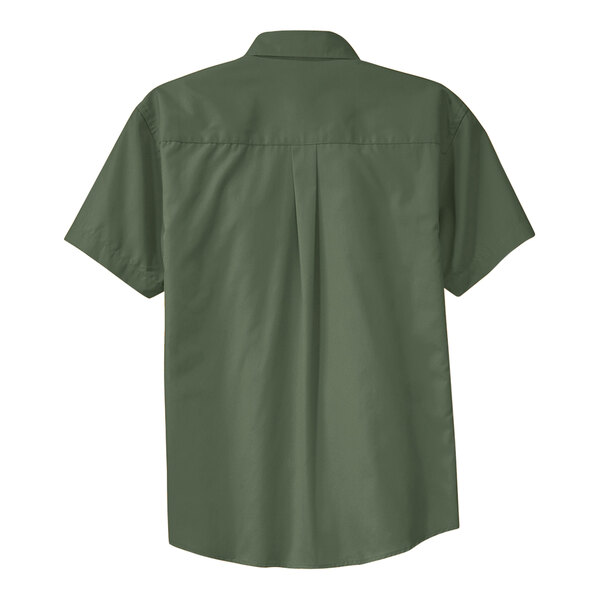 A back view of a Port Authority Clover Green short sleeve dress shirt.
