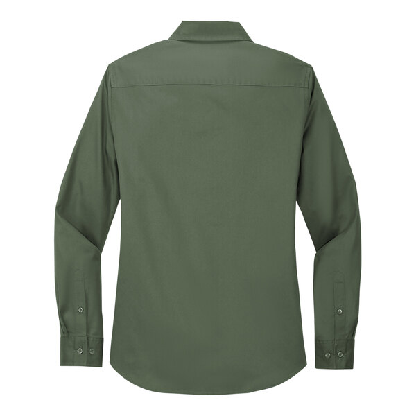 A Port Authority clover green long sleeve dress shirt for women.