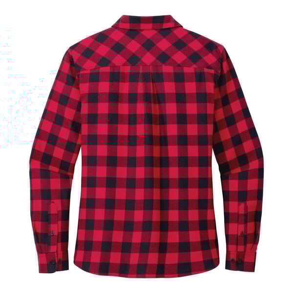 A red and black buffalo check flannel shirt.