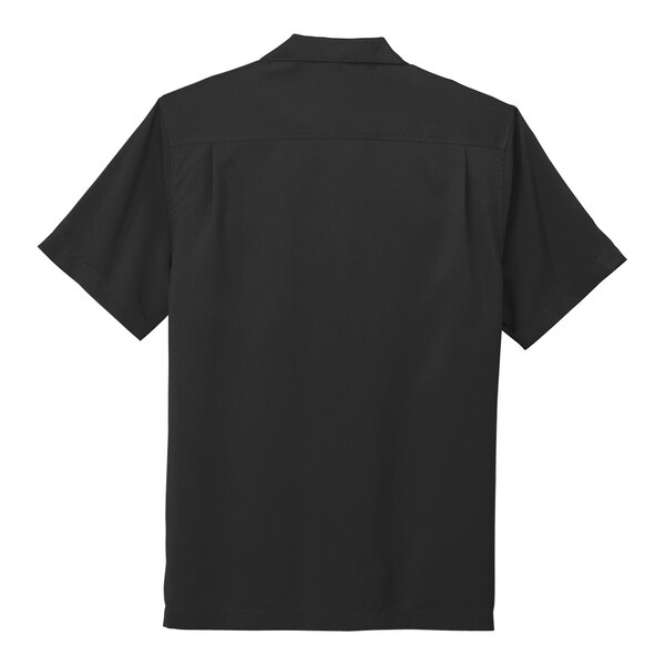 A black Port Authority short sleeved staff shirt.