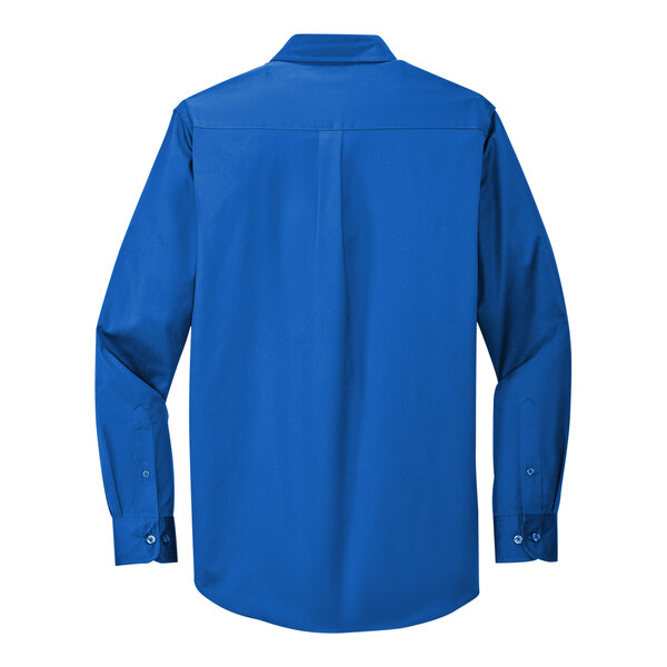 A Port Authority blue long sleeve dress shirt.