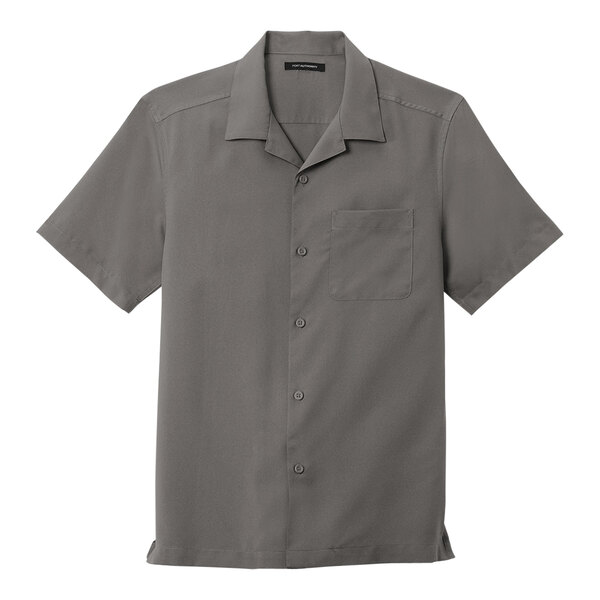 A graphite grey Port Authority short sleeve staff shirt.