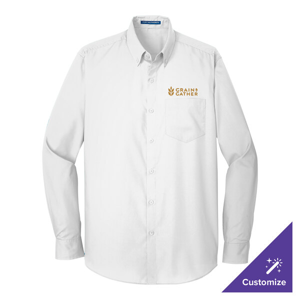 A white Port Authority long sleeve dress shirt.