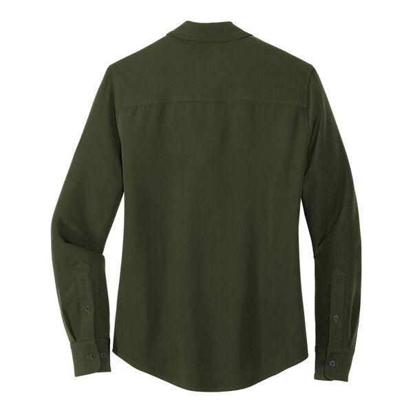A Mercer+Mettle women's long sleeved olive green camp blouse.