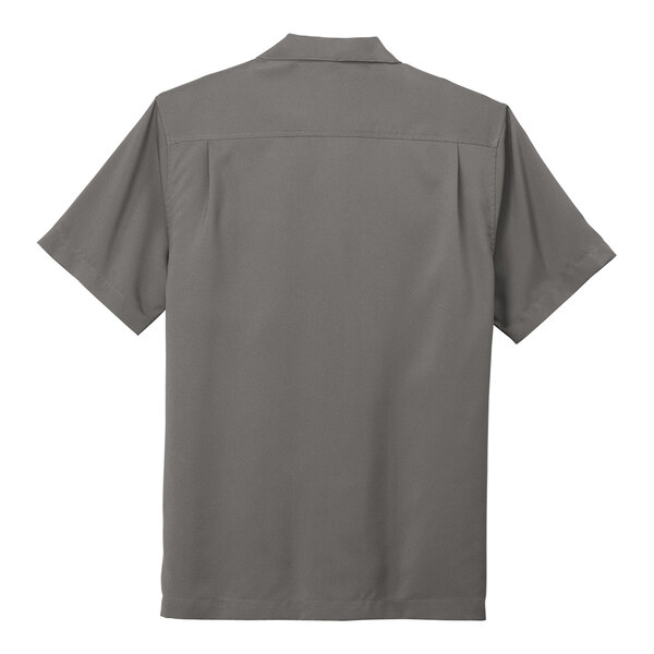 A back view of a graphite Port Authority staff shirt.