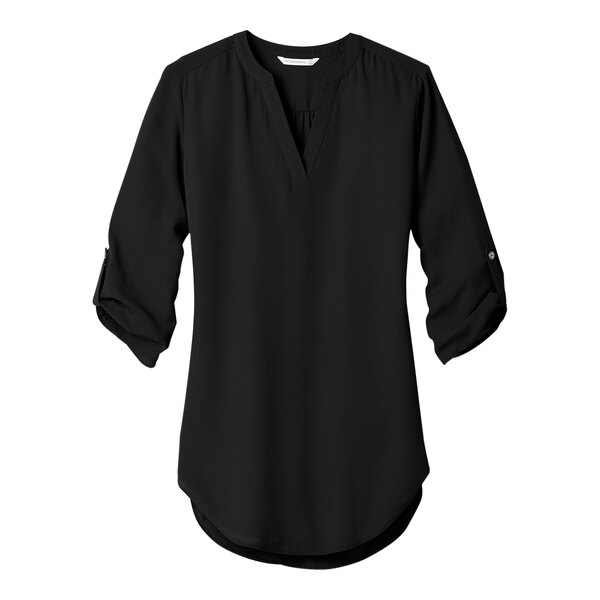 A black Port Authority short sleeve blouse.