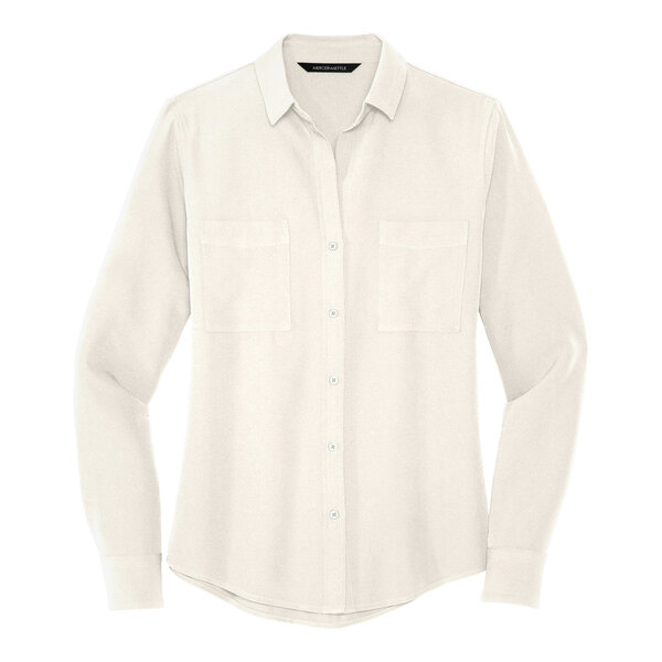 A Mercer+Mettle ivory long sleeve camp blouse.