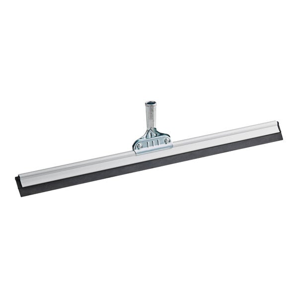 An Ettore aluminum floor squeegee with a black and silver metal handle.