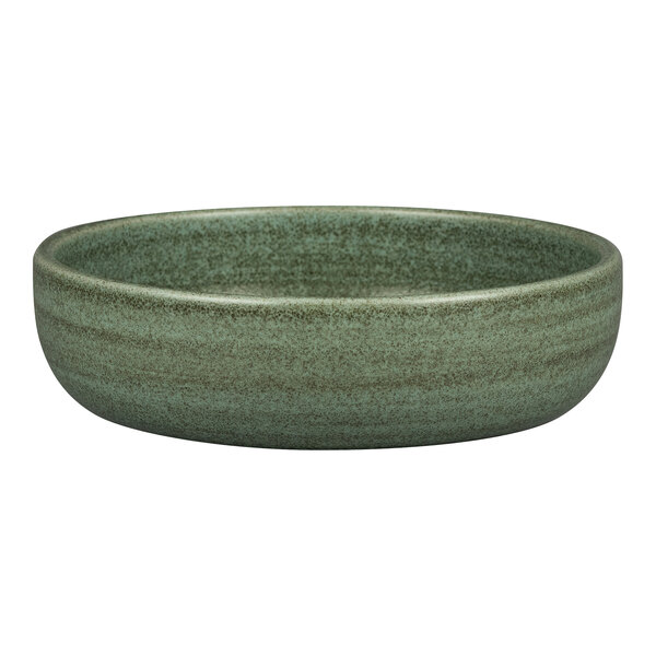 A dark green Rak Porcelain deep coupe plate.