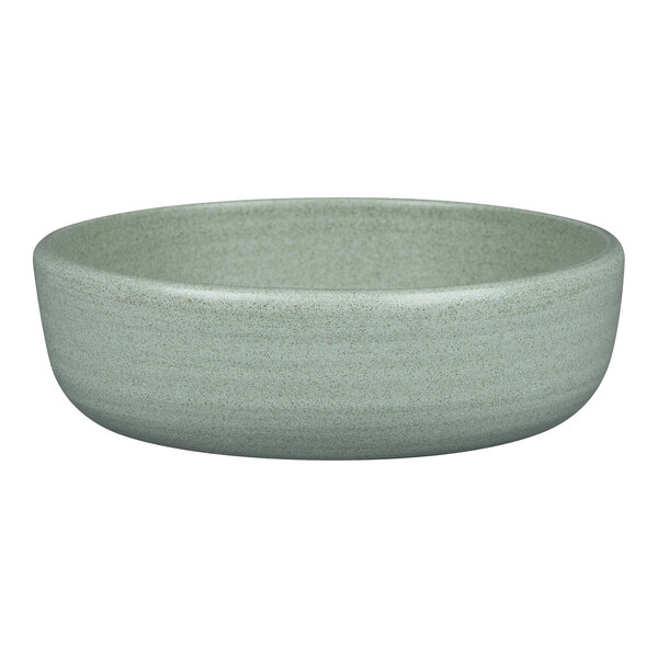 Aqua green Rak Porcelain bowl with a gray rim.