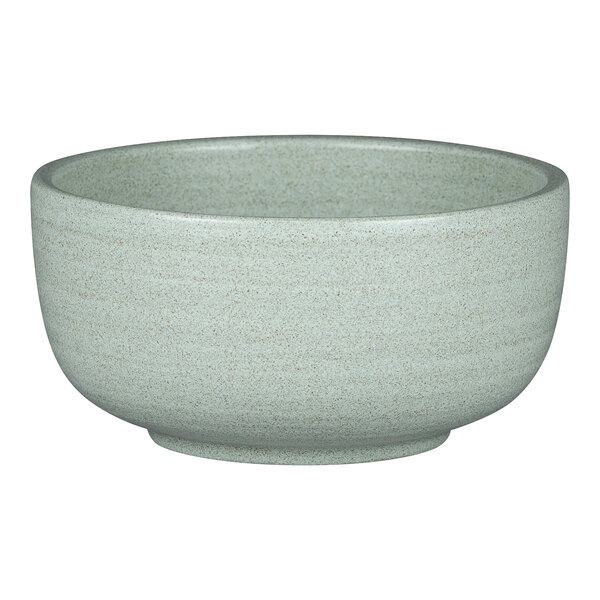 A white Rak Porcelain bowl with a gray speckled rim.