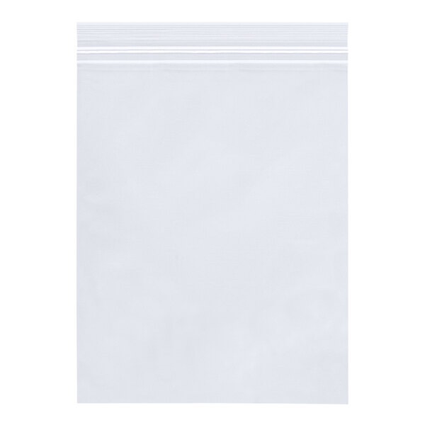 A white rectangular polyethylene bag with double zipper closures.