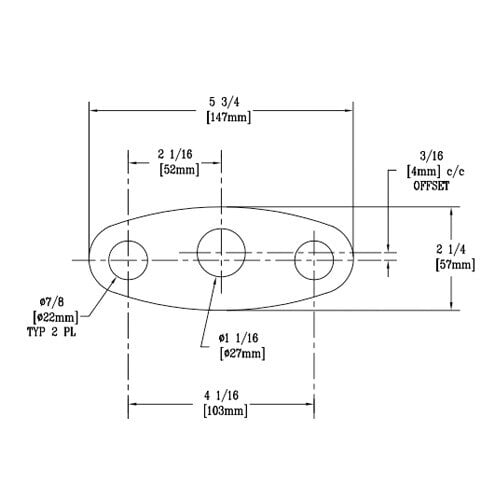 A drawing of a circular object with dimensions.