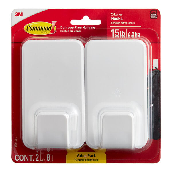 A 2 pack of white 3M Command utility hooks.