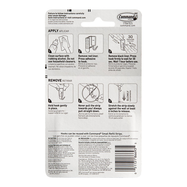 A white package of 3M Command Small White Wire Hooks with instructions.