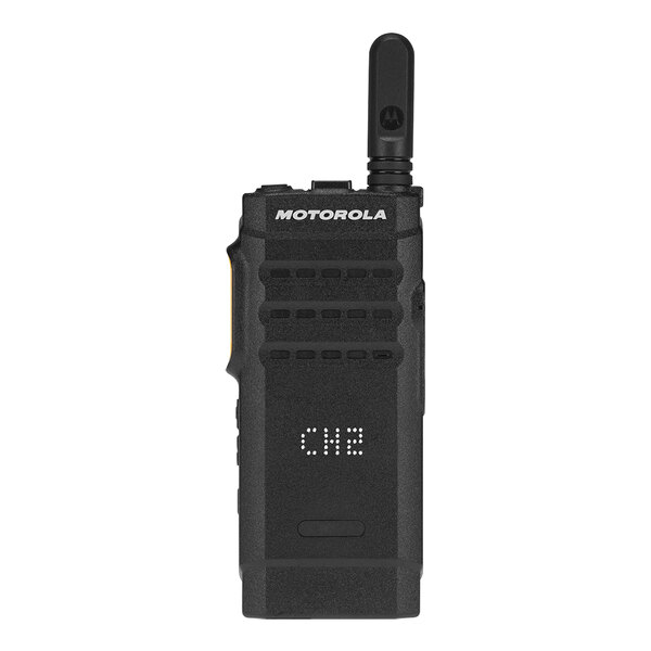 A black Motorola MOTOTRBO SL300 walkie talkie.