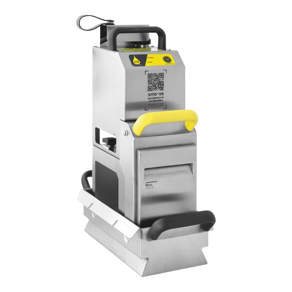 A VITO fryer oil filtration machine with yellow handles.