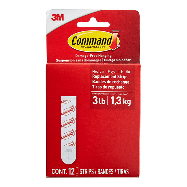 A red 3M Command medium refill strip pack with white text.