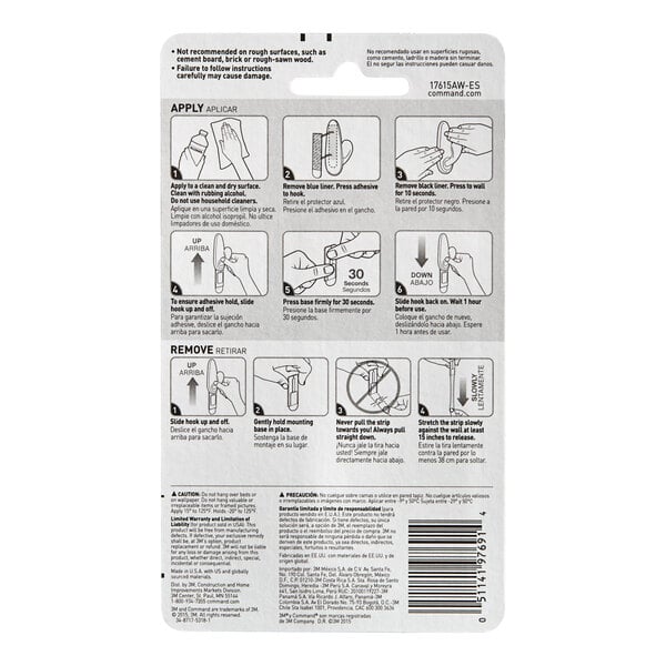 A package of 3M Command outdoor adhesive strips with instructions.