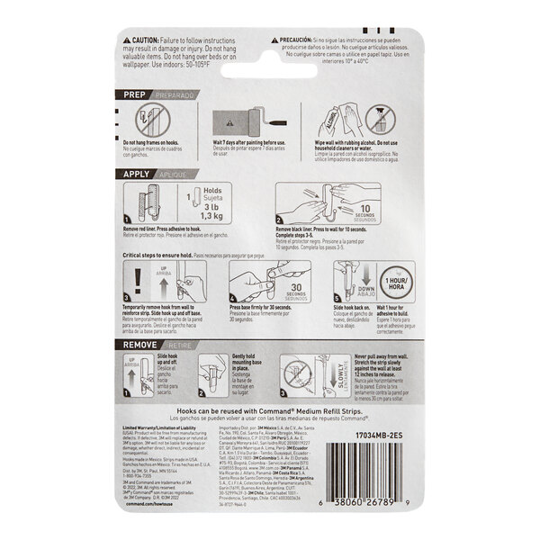3M Command® 7100265124 3 lb. Medium Matte Black Hook - 2/Pack