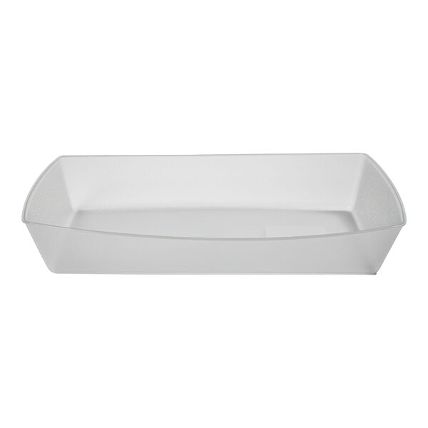 A clear rectangular container with curved edges.