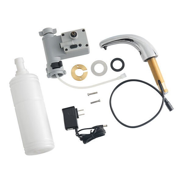 A Waterloo chrome soap dispenser with a white lid and foam spout.