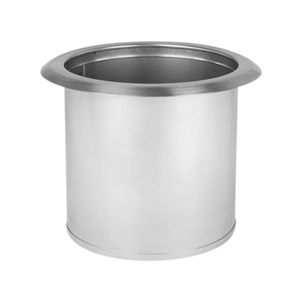 A silver stainless steel Dispense-Rite trash chute with a silver rim.