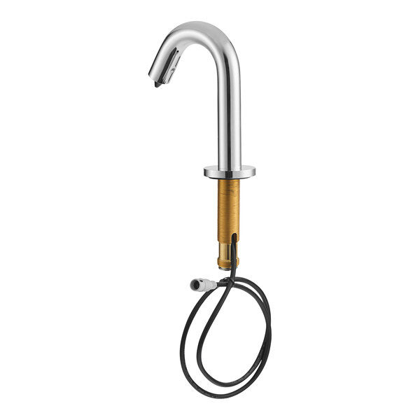 A chrome Waterloo soap dispenser with a black cord.