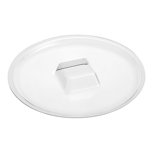 A white plastic lid with a square cut out.