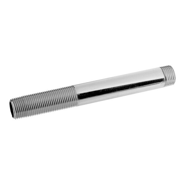 A silver stainless steel pedestal with a threaded end.