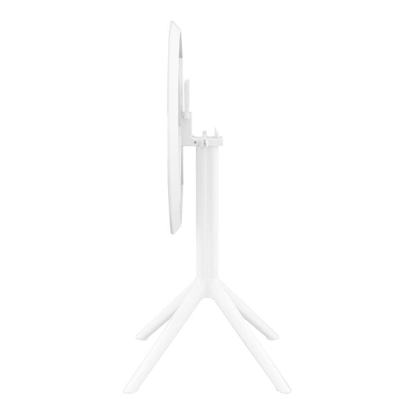 A white plastic Siesta Sky round table on a tripod stand.