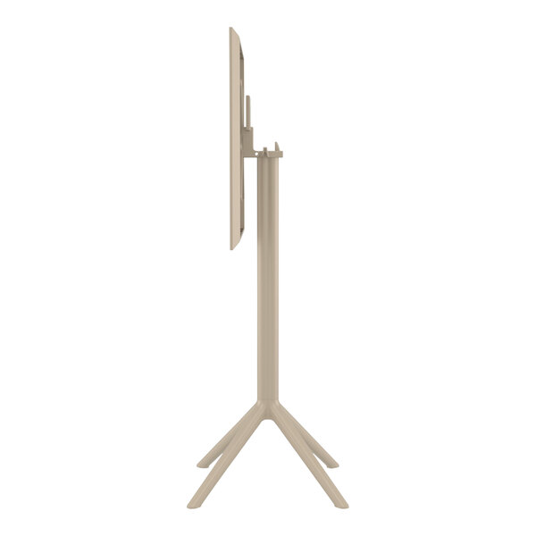 A close-up of a metal pole on a white Siesta Sky bar height table leg.