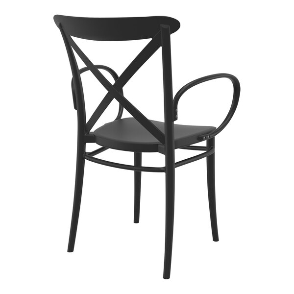 A Siesta Cross XL black resin outdoor dining arm chair.