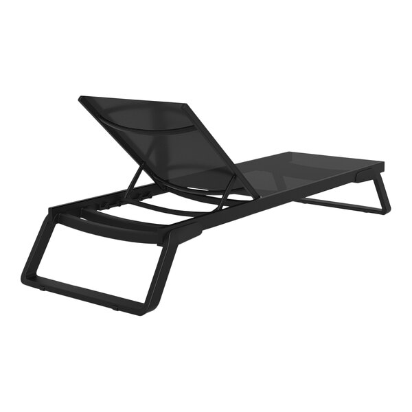 A black Siesta Tropic chaise lounge chair with black sling.