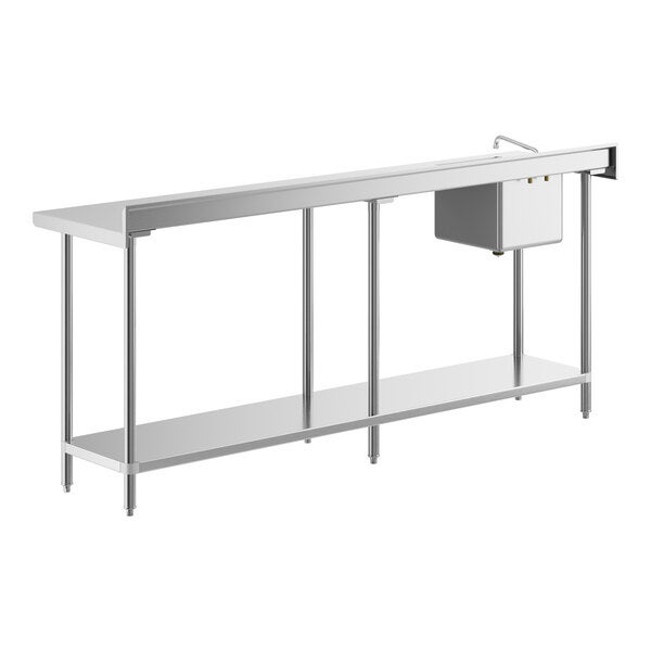 Regency 24" x 96" 16 Gauge Stainless Steel Work Table with Sink and Faucet - Sink on Left