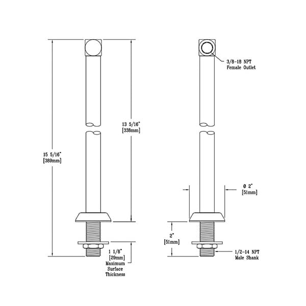 A T&S metal pedestal with a screw and nut.