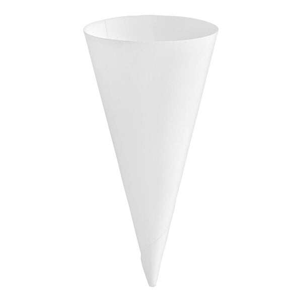 A white paper waffle cone jacket on a white cone.