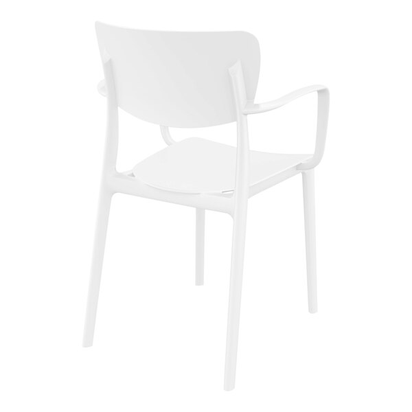 A Siesta Lisa white resin outdoor dining arm chair.