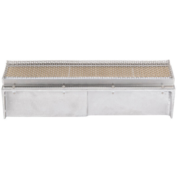 A metal box with a wire mesh grate.