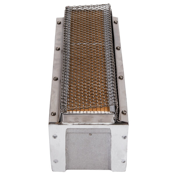 A metal grid with a wire mesh cover.