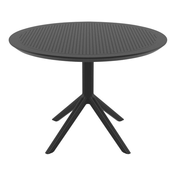 A Siesta Sky black round table with a black circular base.