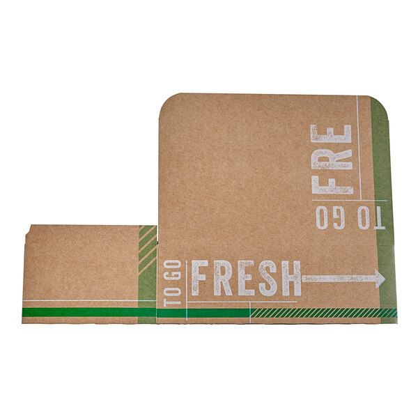 A brown cardboard Take Out Dinner Box with the word "Fresh" in white and green.