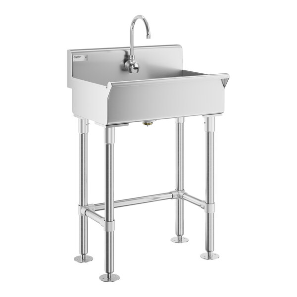 A Regency stainless steel hand sink with a Waterloo hands-free faucet.