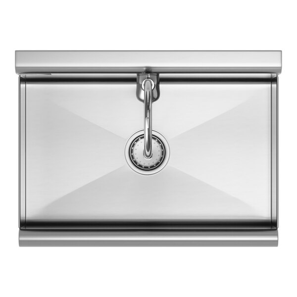 A stainless steel Regency hand sink with a Waterloo hands-free faucet.