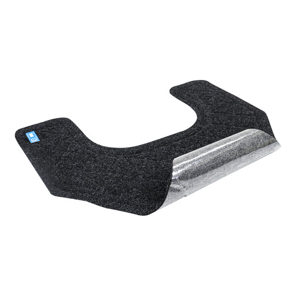 A black and silver mat with a black strip.