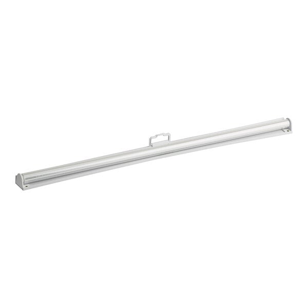An Avantco night curtain for an air curtain merchandiser with a handle on it.