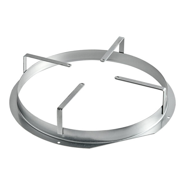 A round metal object with four metal rods, the Avantco condenser fan bracket.