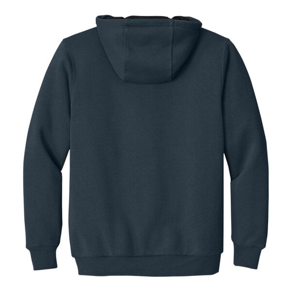 A navy CornerStone hooded sweatshirt with a zipper and thermal lining.